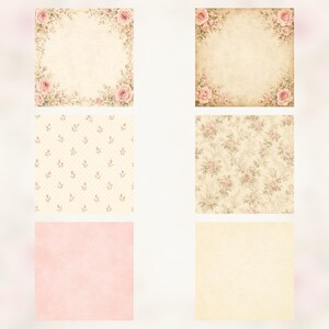 Shabby Chic Rose Garden Digital Paper Pack | Vintage Floral Scrapbook Pages (Digital Download) preview 4