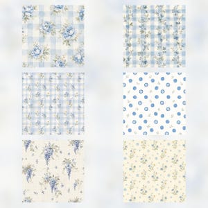 Watercolor Blue Breeze Vintage Botanical Scrapbook Paper Pack (Digital Download) preview 4