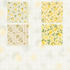 Watercolor Lemon Gingham Digital Paper Pack, Watercolor Citrus Scrapbook Pages (Digital Download) preview 5