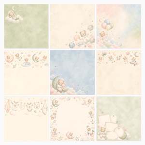 Baby Bear Astronaut Watercolor Papers, Nursery Space Theme (Digital Download) preview 2