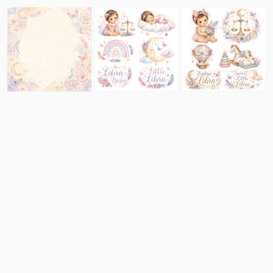Libra Baby Digital Paper Pack, Celestial Patterns, Girl Zodiac Designs (Download) preview 5