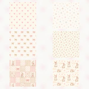 Baby Bunny Watercolor Digital Paper Pack, Pink Nursery Scrapbook Pages (Digital Download) preview 3