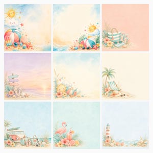 Summer Beach Watercolor Papers, Coastal Tropical Junk Journal (Digital Download) preview 2