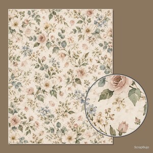 Cyfrowe papiery do scrapbookingu do księgi gości Bridal Garden | 40 kwiatowych teł w formacie US Letter zdjęcie 9