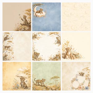Baby Leopard Safari Watercolor Papers, Die Cut Sheets (Digital Download) preview 4