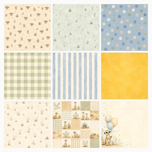 Baby Meerkat Safari Watercolor Papers, Nursery Scrapbook Bundle (Digital Download) preview 3