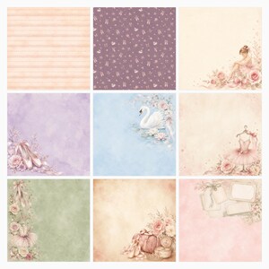 Ballet Blossom Digital Scrapbook Papers, Watercolor Ballerina Elements (40 JPG) preview 5