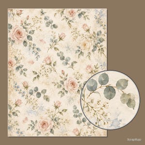 Cyfrowe papiery do scrapbookingu do księgi gości Bridal Garden | 40 kwiatowych teł w formacie US Letter zdjęcie 13
