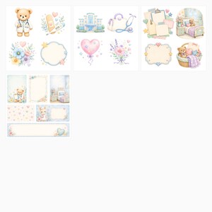 Pediatric Get Well Scrapbook Papers, Watercolor Medical Journal Cards (Digital Download) preview 6