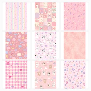 Pink Unicorn Digital Paper Pack, Kawaii Stationery, US Letter Notebook Pages (Digital Download) preview 5