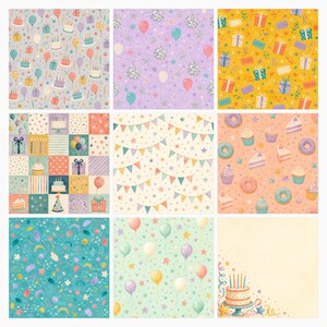 Neutral Youth Birthday Digital Paper Pack, Scrapbook Backgrounds (Digital Download) preview 6