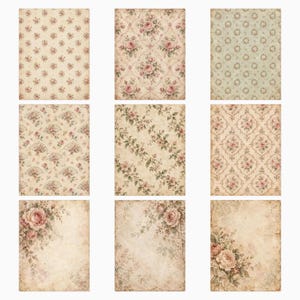 Vintage-Scrapbook-Papiere im Shabby-Chic-Stil mit Blumenmuster | 40 digitale Hintergründe im US-Letter-Format Bild 4