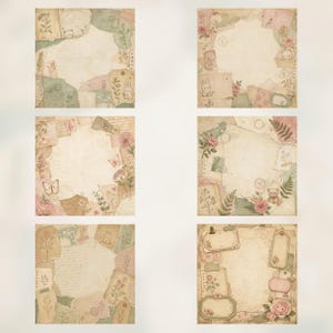 Vintage Botanical Digital Paper Pack | Soft Floral Scrapbook Journal Backgrounds (PDF) preview 2