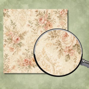 Boho Rose Garden Digital Paper Pack | Vintage Floral Scrapbook Paper | Junk Journal, Cottagecore Printable preview 2
