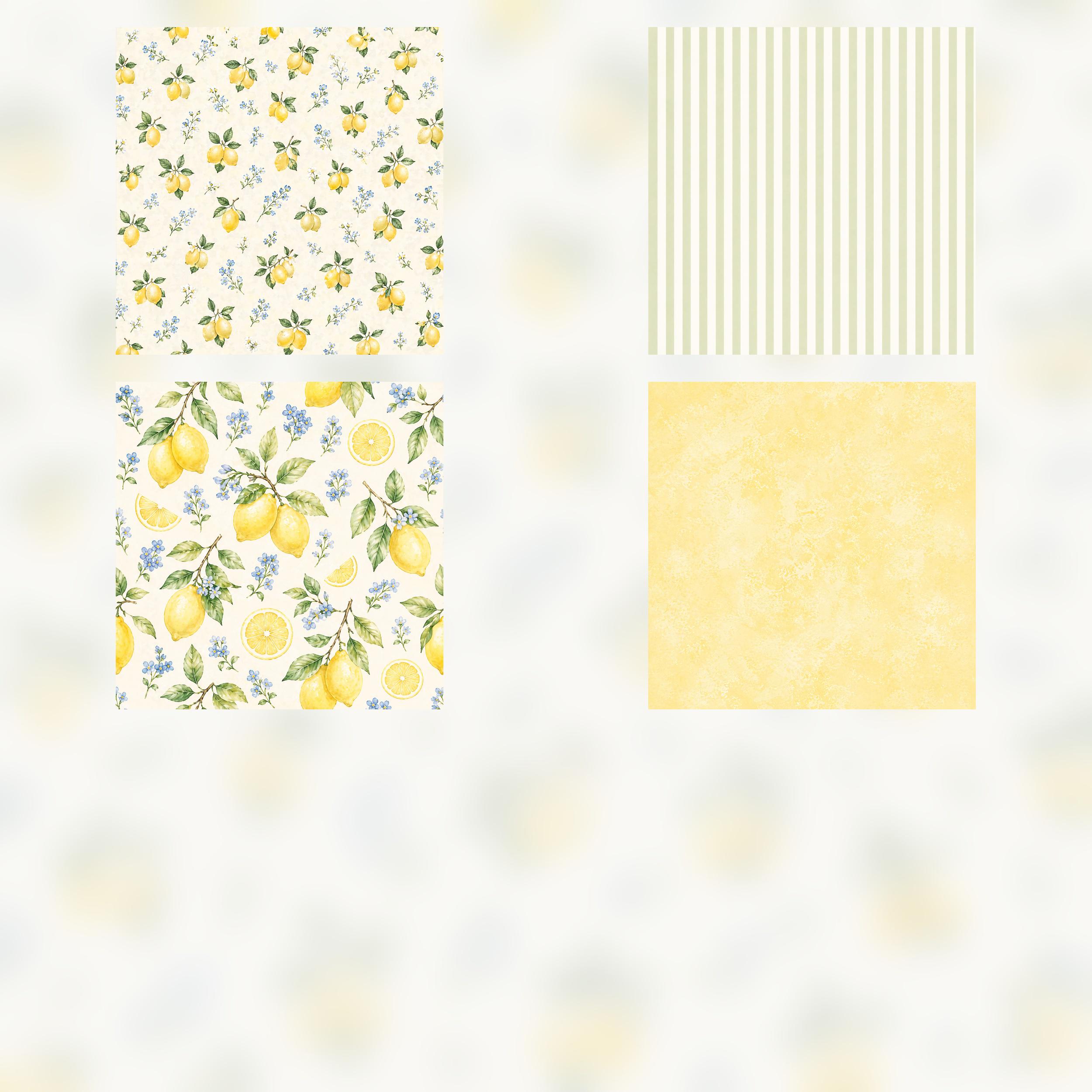Watercolor Lemon Digital Paper Pack | Summer Citrus Scrapbook Journal Pages (12×12 PDF) paper preview 4