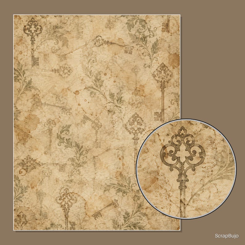 Antique Ephemera Ledger | 40 US Letter Digital Scrapbook Papers image 11