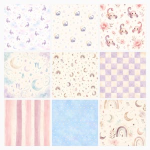 Scorpio Baby Zodiac Watercolor Papers, Celestial Nursery Scrapbook Pack (Digital Download) preview 3