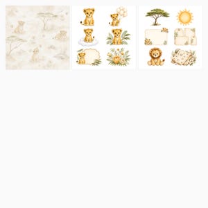 Baby Lion Safari Watercolor Papers and Die Cuts (Digital Download) preview 5