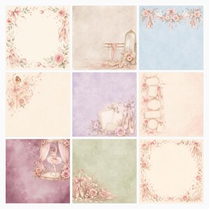 Ballet Blossom Digital Scrapbook Papers, Watercolor Ballerina Elements (40 JPG) preview 3