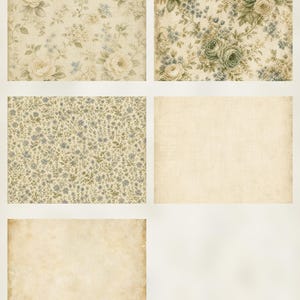 Antique Sage Manor Botanical Digital Paper Pack, Shabby Chic Junk Journal Pages (Digital Download) preview 3