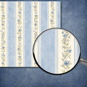 Watercolor Blue Breeze Vintage Botanical Scrapbook Paper Pack (Digital Download) preview 2