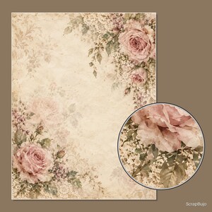 Vintage-Scrapbook-Papiere im Shabby-Chic-Stil mit Blumenmuster | 40 digitale Hintergründe im US-Letter-Format Bild 7