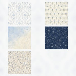 Watercolor Blue Breeze Vintage Botanical Scrapbook Paper Pack (Digital Download) preview 6