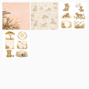 Baby Leopard Safari Watercolor Papers, Die Cut Sheets (Digital Download) preview 5
