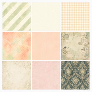 Vintage Sage Garden Digital Paper Pack, Floral Scrapbook, Shabby Chic Backgrounds (Download) preview 5