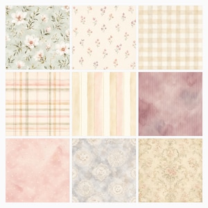 Blush Garden Wedding Digital Scrapbook Papers, Floral Die Cuts, Journal Cards (Digital Download) preview 3