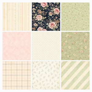 Vintage Sage Garden Digital Paper Pack, Floral Scrapbook, Shabby Chic Backgrounds (Download) preview 4