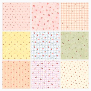 Strawberry Cherry Digital Paper Pack, Cottagecore Scrapbook Patterns (Digital Download) preview 3