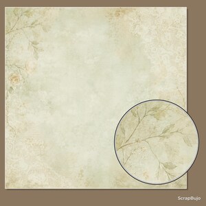 Aged Taupe Botanical Scrapbook Paper Bundle, Vintage Floral JPG Papers (12×12 inch) preview 6