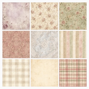 Aged Taupe Botanical Scrapbook Paper Bundle, Vintage Floral JPG Papers (12×12 inch) preview 3