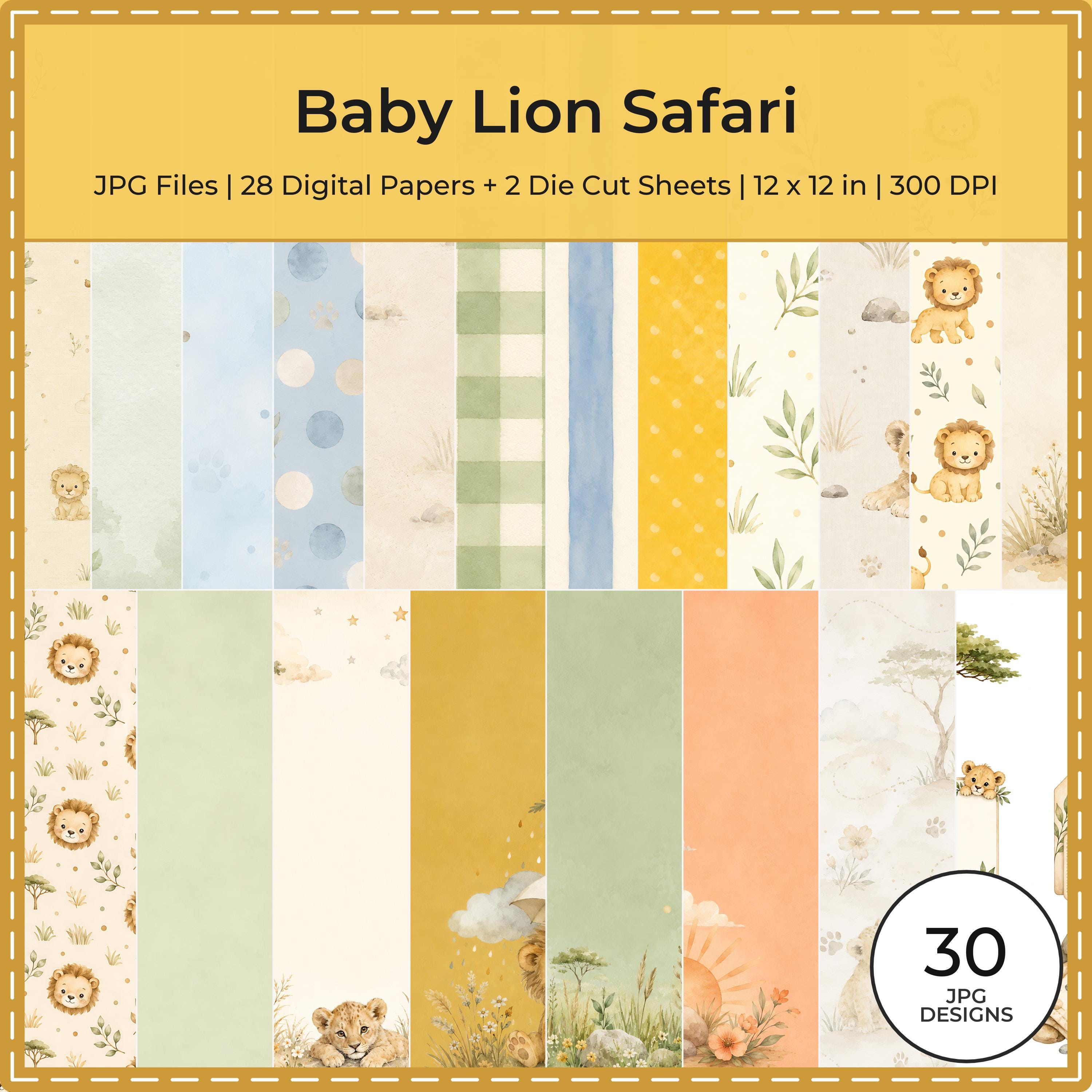 Baby Lion Safari Watercolor Papers and Die Cuts