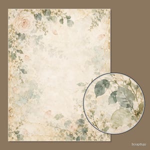 Cyfrowe papiery do scrapbookingu do księgi gości Bridal Garden | 40 kwiatowych teł w formacie US Letter zdjęcie 8