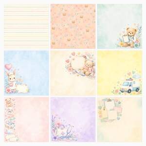 Pediatric Get Well Scrapbook Papers, Watercolor Medical Journal Cards (Digital Download) preview 5
