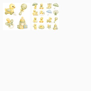 Baby Duckling Daisy Watercolor Papers, Nursery Scrapbook Journal Pages (Digital Download) preview 6