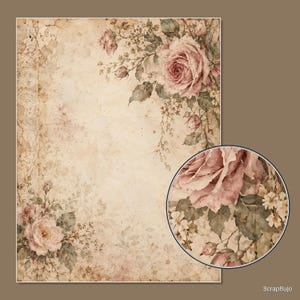 Vintage-Scrapbook-Papiere im Shabby-Chic-Stil mit Blumenmuster | 40 digitale Hintergründe im US-Letter-Format Bild 16