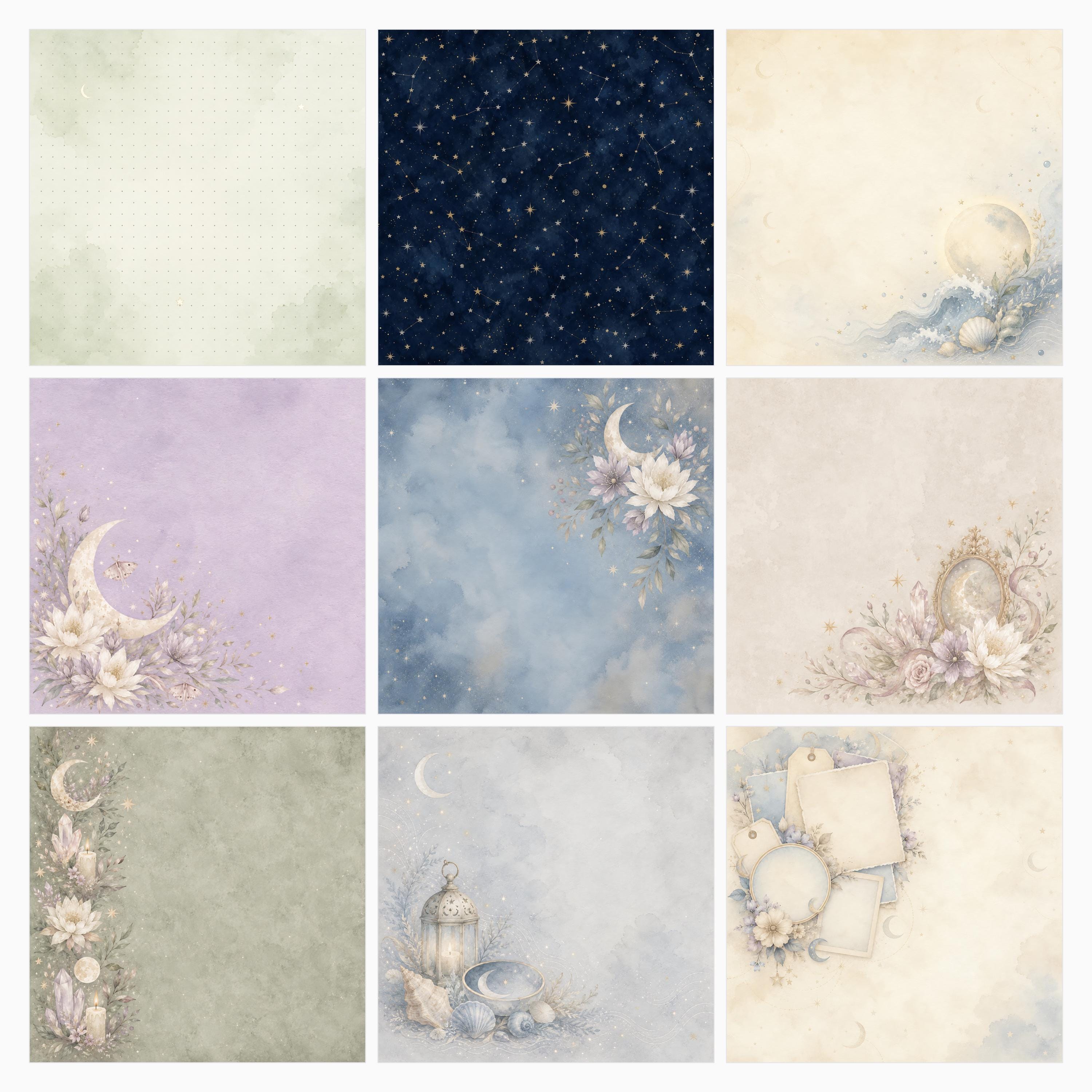 Mystic Moon Lunar Magic Scrapbook Papers, Celestial Die Cuts (Digital Download) paper preview 4