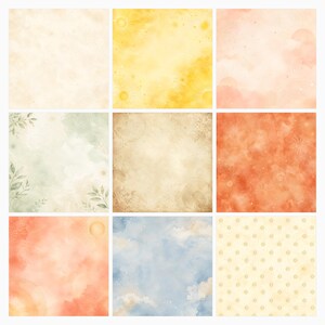 Golden Sun Solar Magic Scrapbook Papers, Watercolor Sunflowers, Die Cuts (Digital Download) preview 2