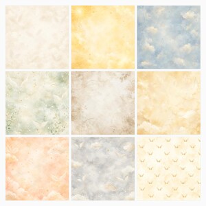 Golden Angel Nursery Papers, Watercolor Baby Angel Die Cuts (Digital Download) preview 2