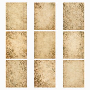 Antique Ephemera Ledger | 40 US Letter Digital Scrapbook Papers image 5