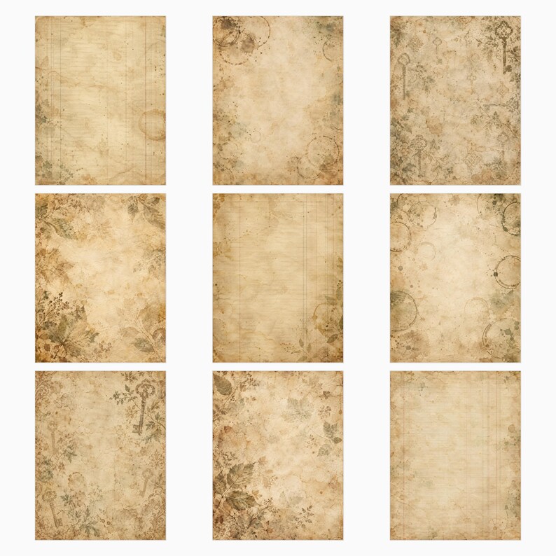Antique Ephemera Ledger | 40 US Letter Digital Scrapbook Papers image 5
