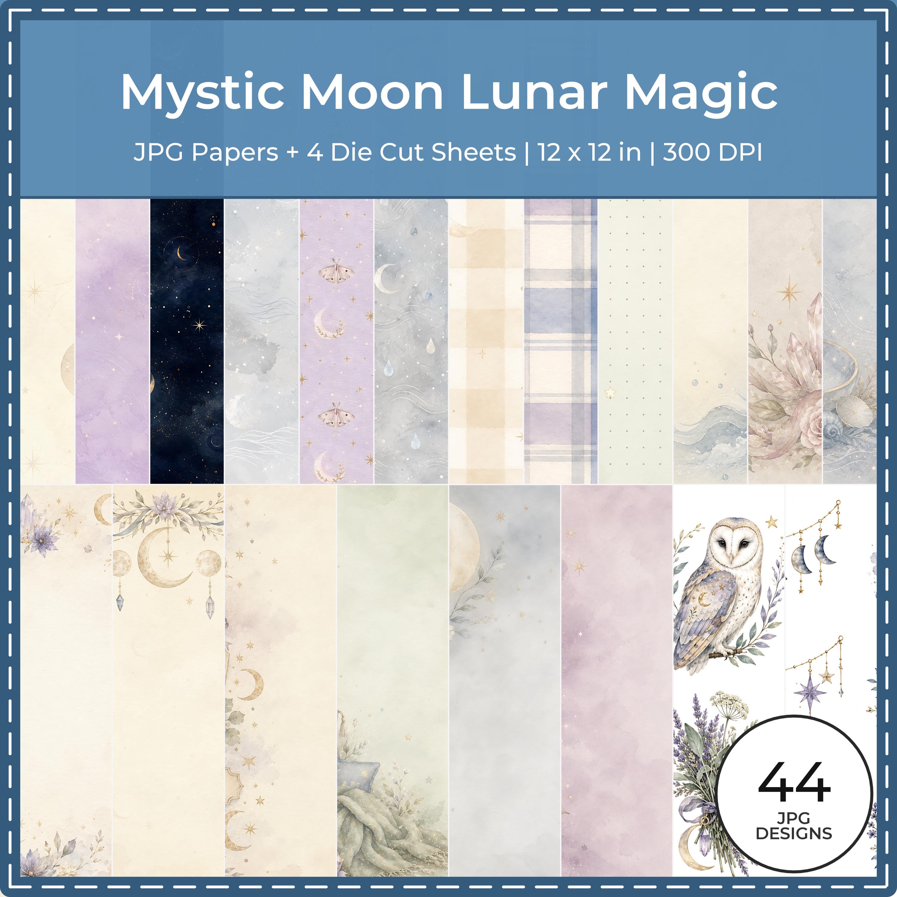Mystic Moon Lunar Magic Scrapbook Papers, Celestial Die Cuts (Digital Download) paper preview 1
