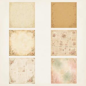 Vintage Botanical Digital Paper Pack | Soft Floral Scrapbook Journal Backgrounds (PDF) preview 5