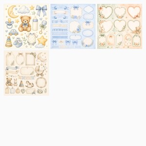 Baby On The Way Announcement Papers | Soft Neutral Patterns, Baby Icons (JPG Bundle) preview 6