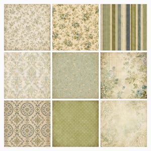 Sage Willow Blue Vine Digital Paper Pack, Vintage Botanical Scrapbook Papers (Digital Download) preview 4