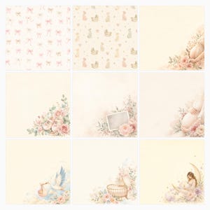 Maternity Watercolor Digital Paper Pack, Baby Shower Journal Cards (Digital Download) preview 4