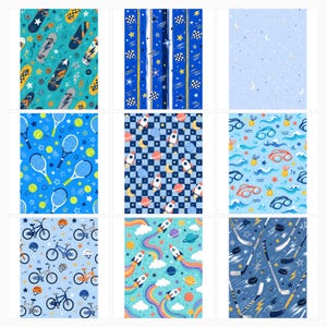 Sports Space Digital Paper Pack, US Letter, Kids Stationery, Rockets, Planets, Soccer (Digital Download) preview 3